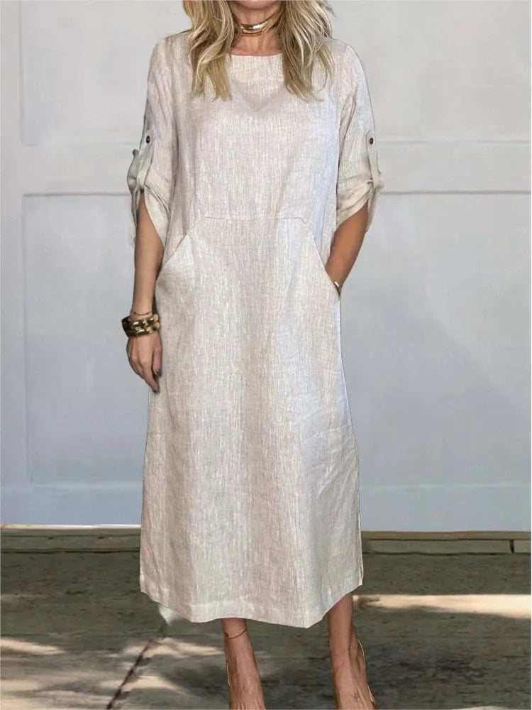 Vestido Casual Feminino 2024 – Algodão & Linho | Leve, Solto e Estiloso
Descubra o equilíbrio perfeito entre conforto e elegância com este vestido feminino casual de verão 2024. Feito em algodão e linho respirável, te
