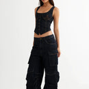 Blusa Feminina Slim em Denim – Estilo Retro Y2K com Decote Quadrado
Destaque-se com esta blusa feminina em denim, inspirada no estilo Y2K americano que voltou com tudo!
Com design slim, decote quadrado, costas descobertas