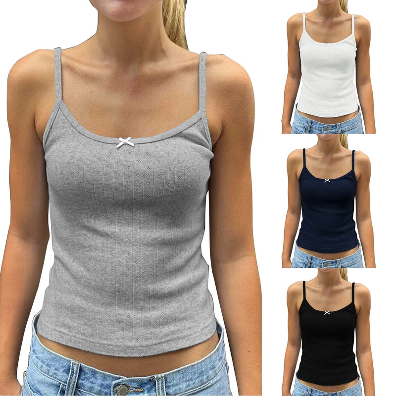 Casual and Versatrile Solid Color Waist Cinched Camisole Top Fashion Basic Solid Color Camisole for Female