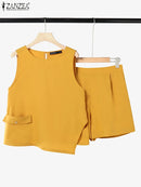 Conjunto de Verão ZANZEA 2 Peças – Blusa Irregular + Calções | Look Casual e Leve para os Dias Quentes
Descobre o conjunto perfeito para este verão! O Conjunto ZANZEA 2025 traz um design moderno com blusa sem mangas de